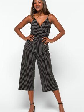 Rica Knit Crop Wide Leg Jumpsuit Wrap-tie Medium